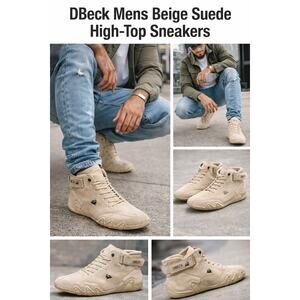 LDECK Men's Suede High Boots Soft Casual Leather Wrestling Shoes size 11.5 45